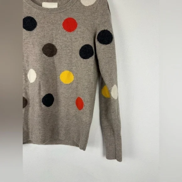 Cynthia Rowley 2 Ply Cashmere Taupe Polka Dot Sweater Soft Woman's Sz XS - Picture 4 of 6